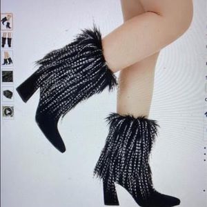 NEW IN PACKAGE:  Faux Fur Boot Cuffs Black & White